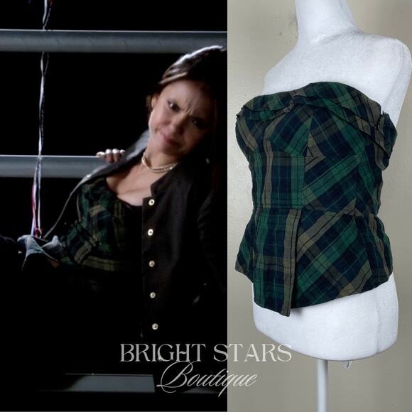 Rare Plaid Tartan Corset Top ASO Elena Gilbert The Vampire Diaries Y2K TVD - Picture 3 of 10